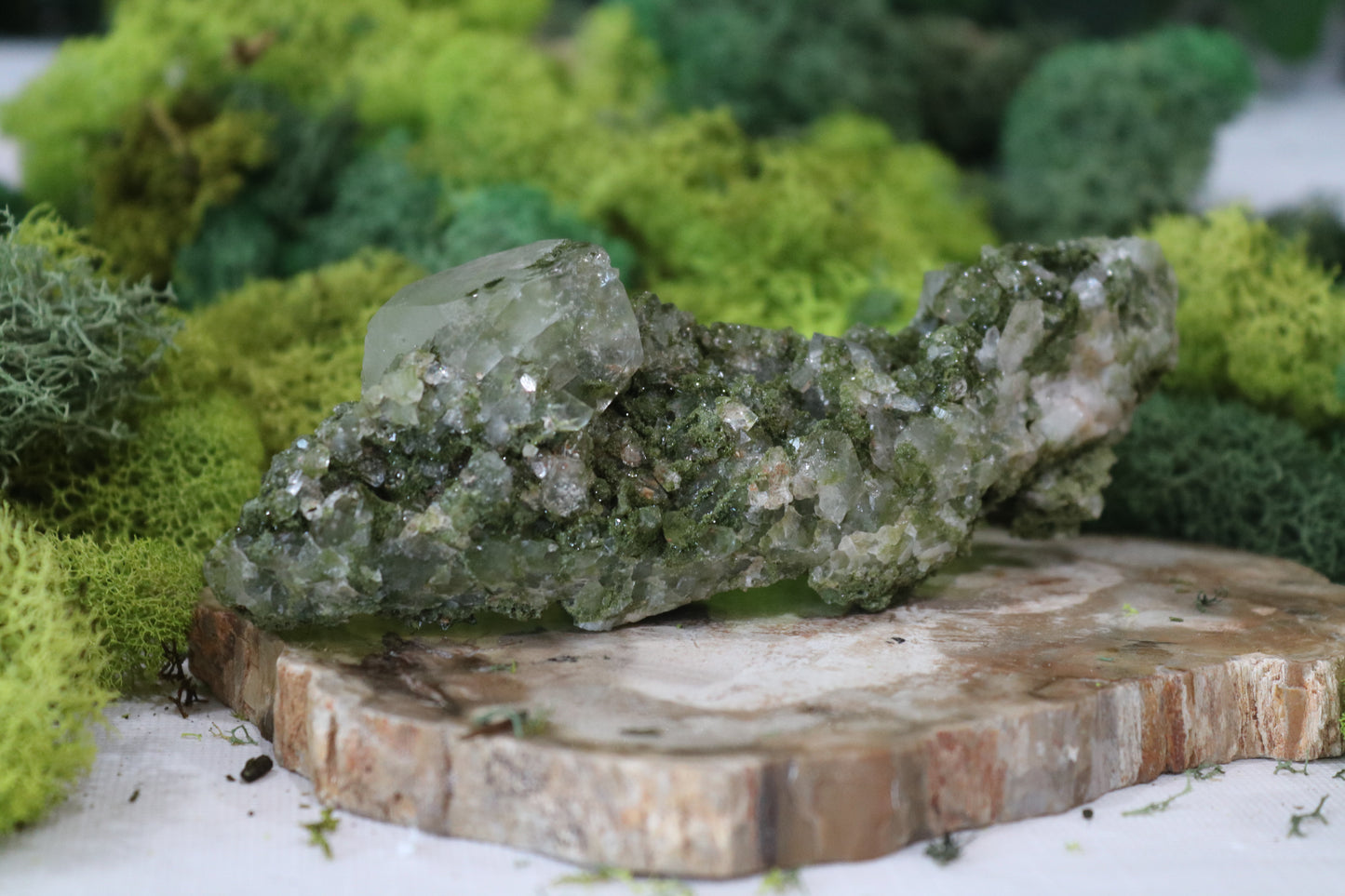 Medium-Epidote with Quartz Specimen