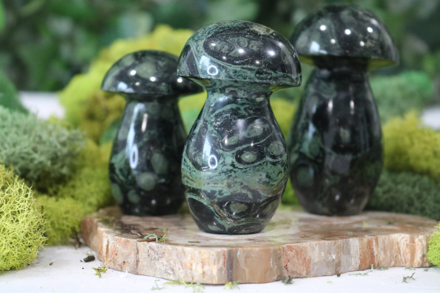 Kambaba Jasper Mushroom Carvings