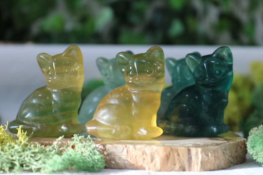 Fluorite Cat Carvings